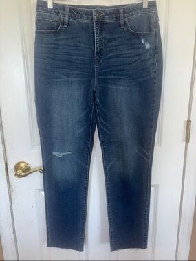 Chico's Dark Blue Skinny Jeans with Subtle Distress